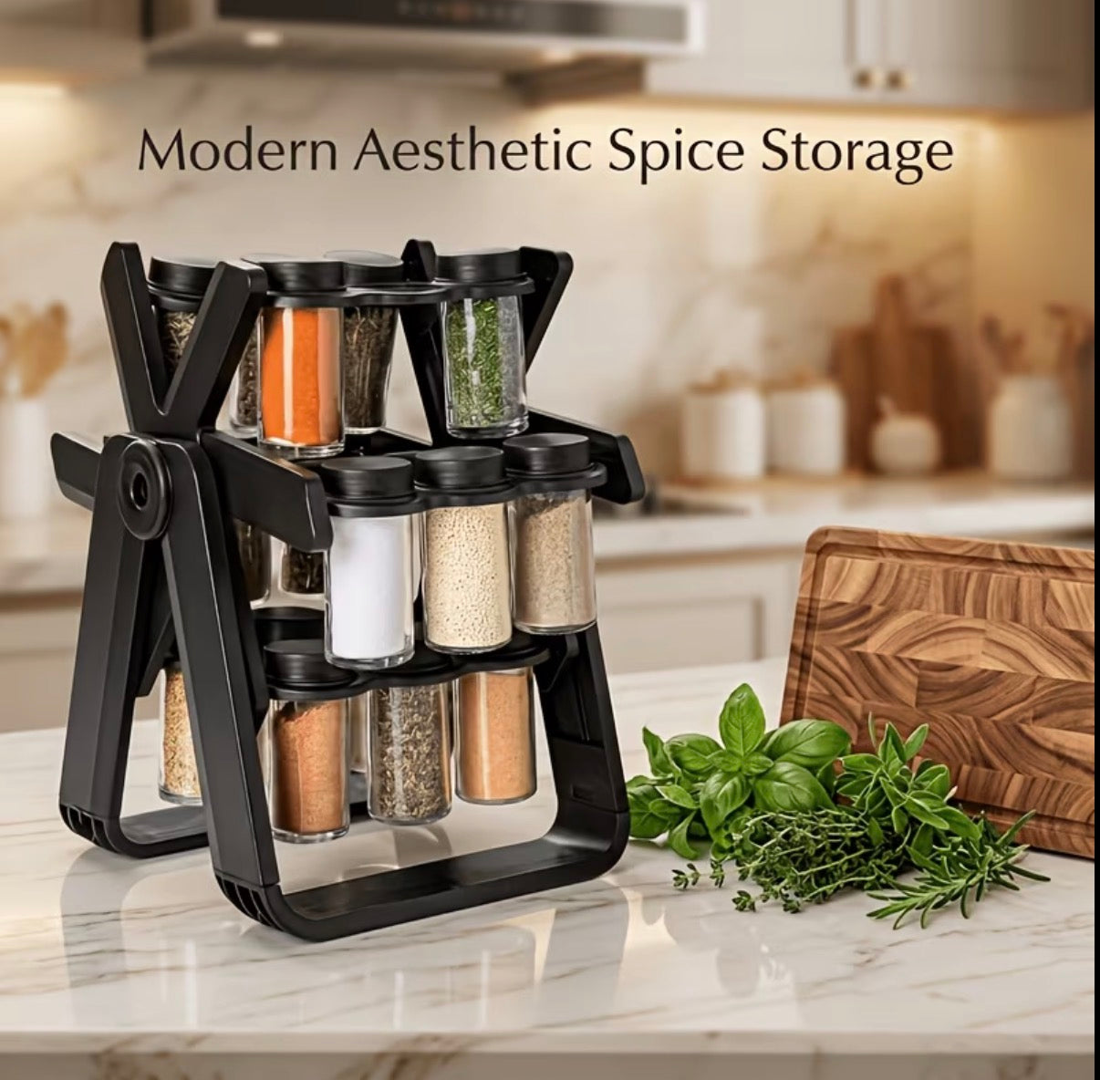Spice Rack Organizer With 18 Spice Jars