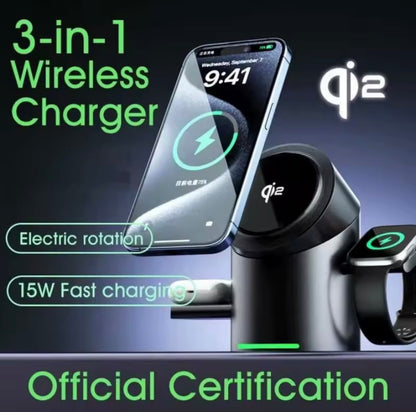 3 In 1 Magnetic Touch Button Wireless Charger For Android iPhone iWatch Airpods Magsafe Fast Charging Dock Station