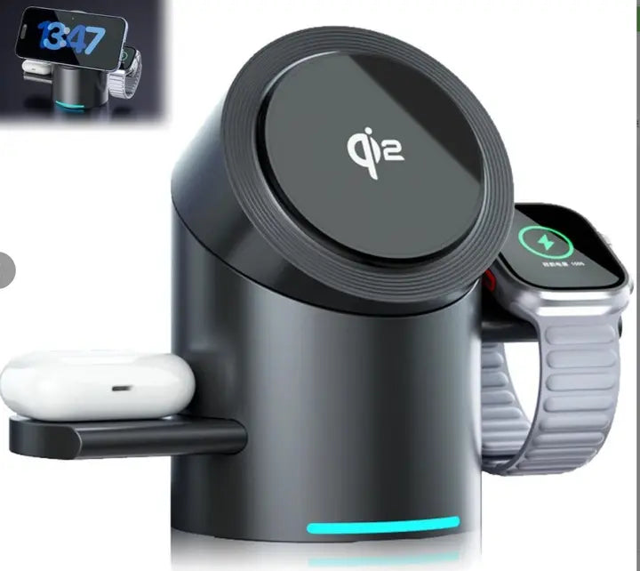 3 In 1 Magnetic Touch Button Wireless Charger For Android iPhone iWatch Airpods Magsafe Fast Charging Dock Station