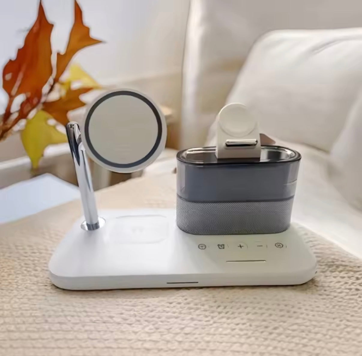 5-in-1 Magnetic Wireless Charging Station w. Alarm Clock Night Light - iPhone, AirPods, Apple Watch